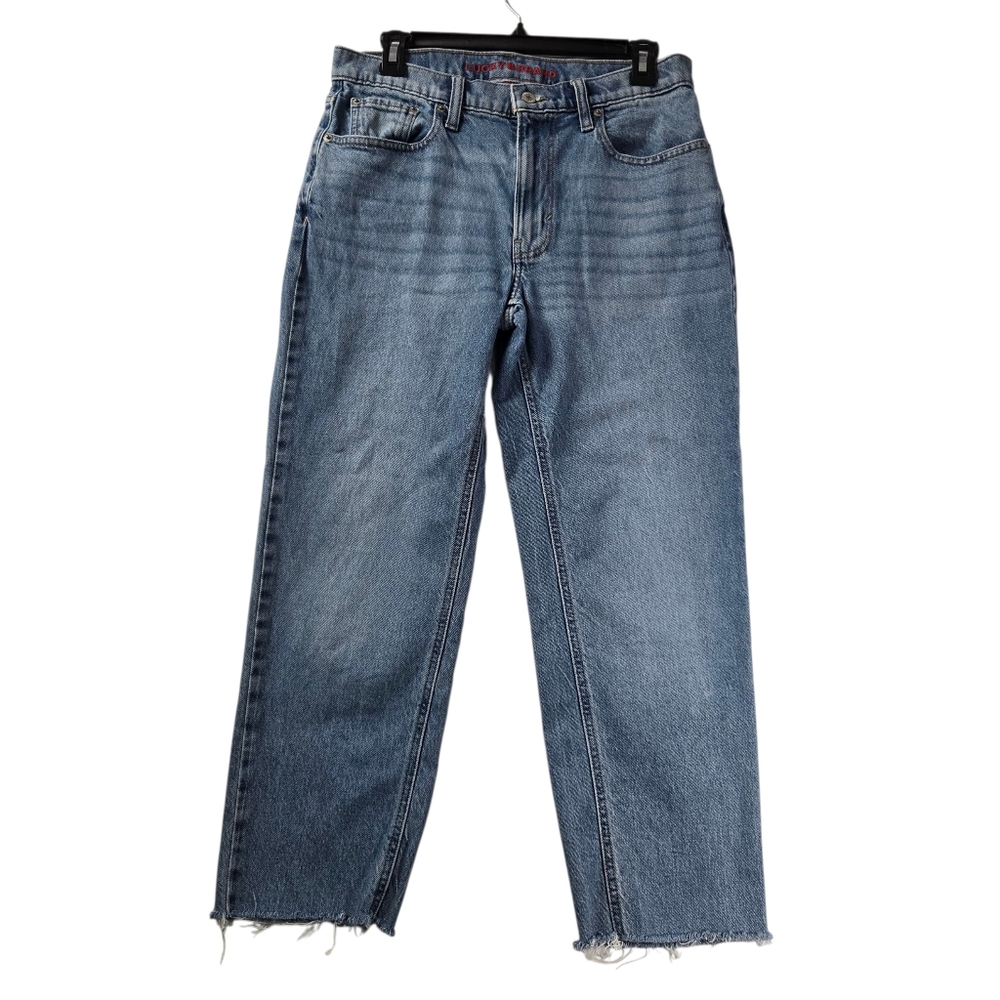 Lucky Brand Women's Boy Mid Rise Relaxed Straight Blue Cropped Denim Jean 4/27R